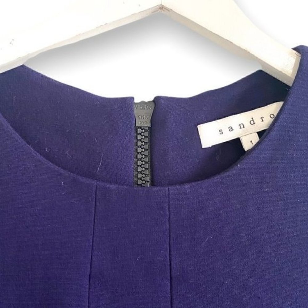 Sandro Paris Color Block Ponte Mini Dress, Purple/blue and Black, Size 1/S - Picture 10 of 14